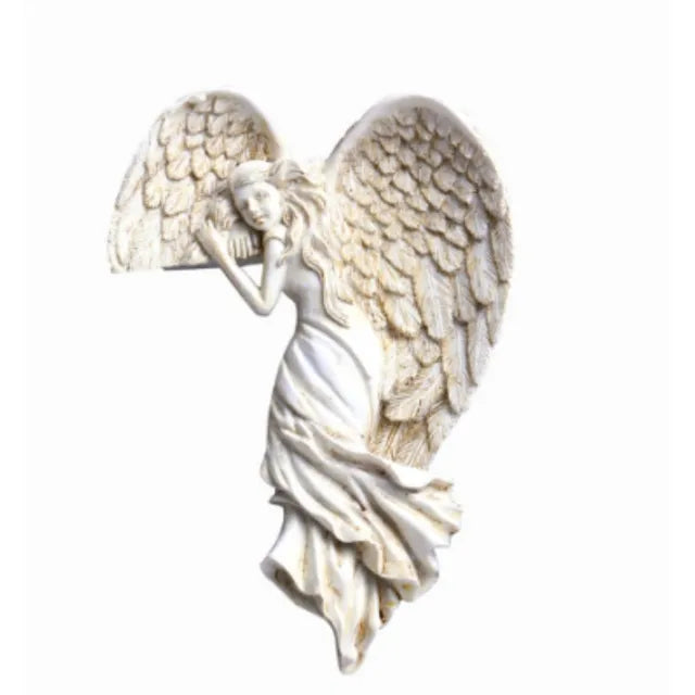 AngelGlow - White winged angel decor
