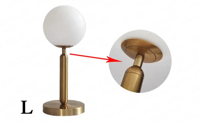 GlowSphere - LED glass ball brass table lamp