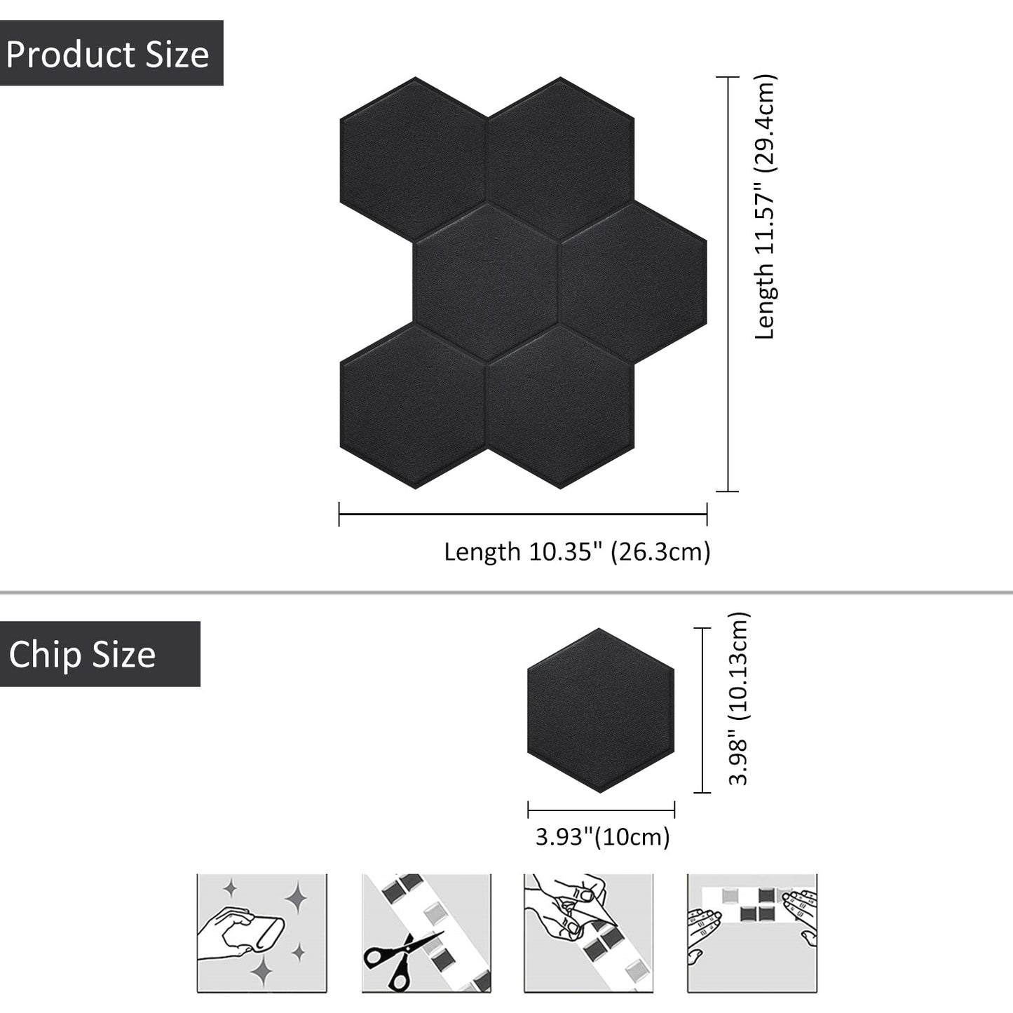 10 pieces of large hexagonal wallpaper