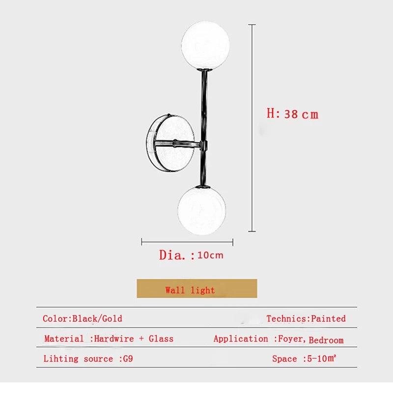 LuminousCrystal - Frosted Glass Bal Led Wall Lamp