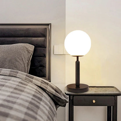 GlowSphere - LED glass ball brass table lamp