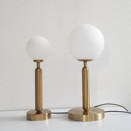 GlowSphere - LED glass ball brass table lamp