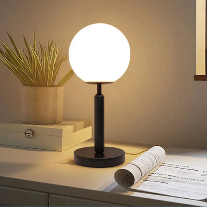 GlowSphere - LED glass ball brass table lamp