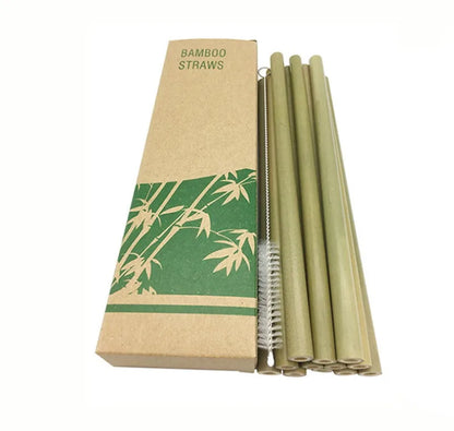 BambooCheers | Natural Bamboo Straws Set with Eco Cleaning Brush