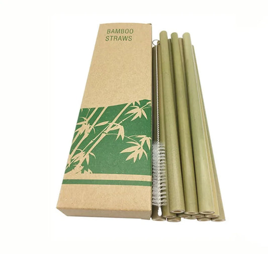 BambooCheers | Natural Bamboo Straws Set with Eco Cleaning Brush