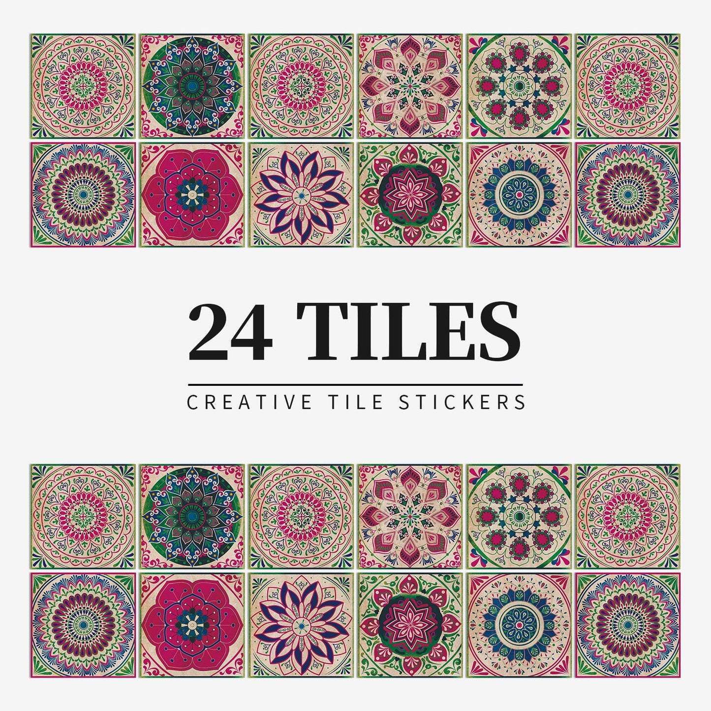 24 pieces European mandala tile