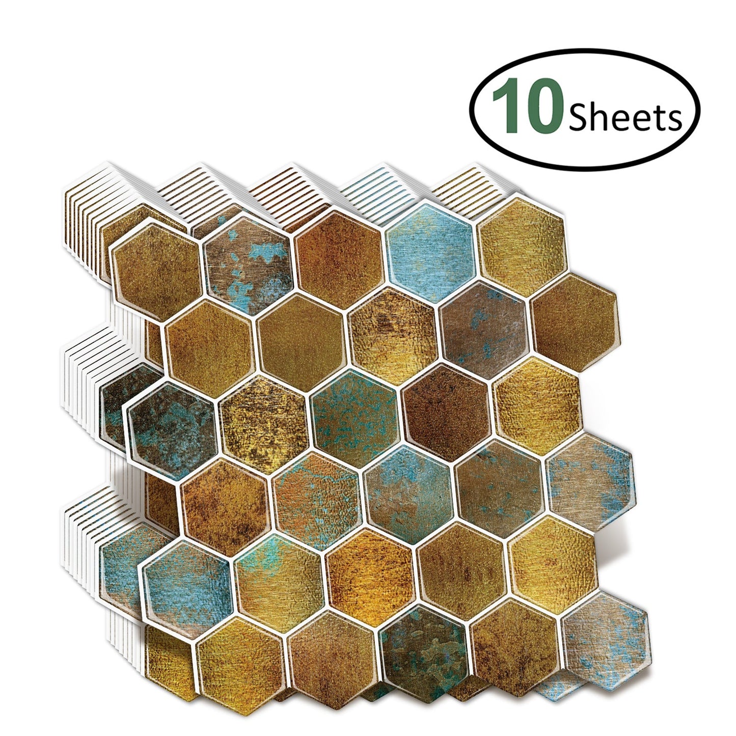 10 pieces of large hexagonal wallpaper