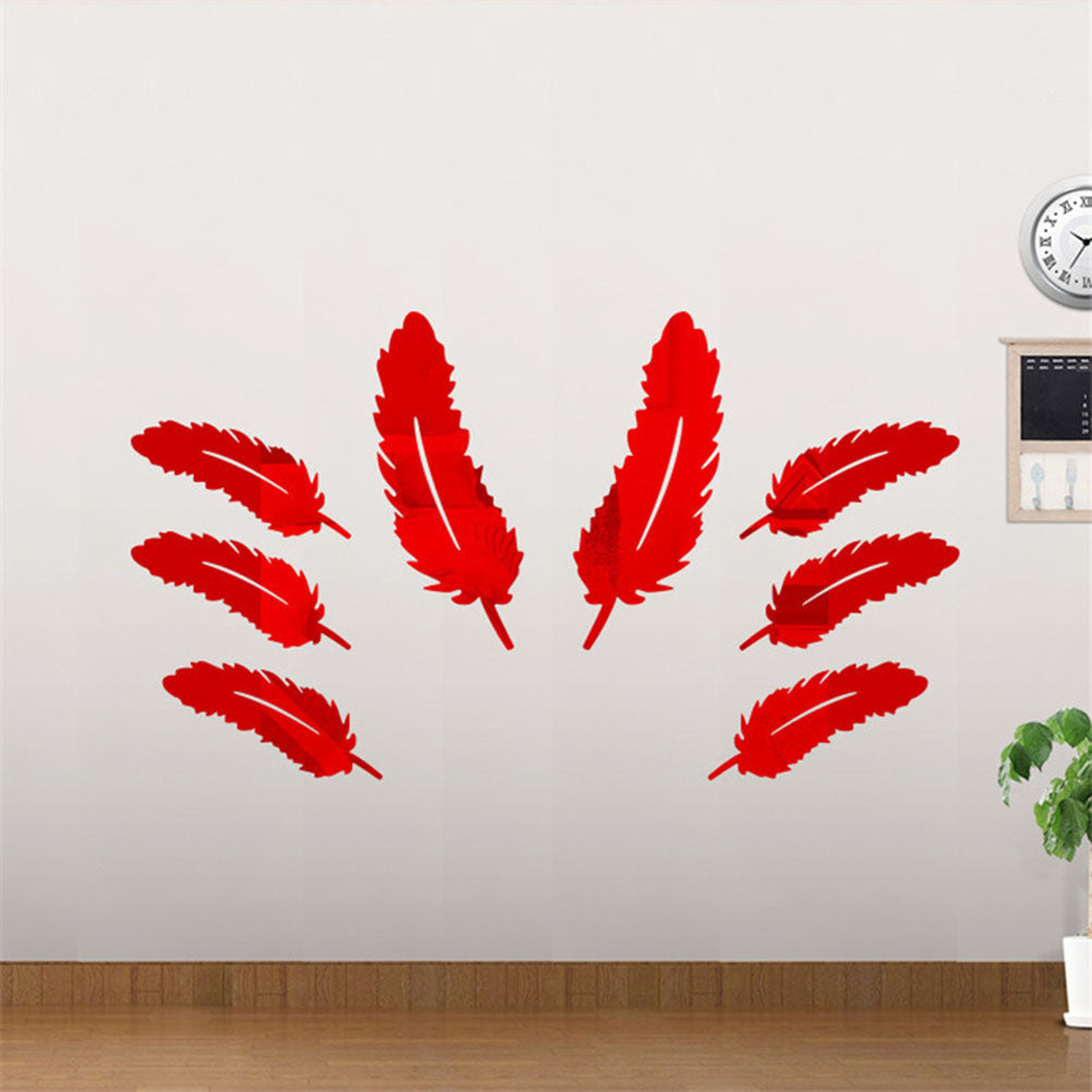3D silver feather wall sticker