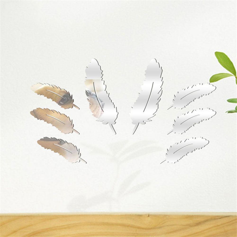 3D silver feather wall sticker