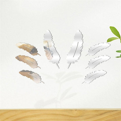 3D silver feather wall sticker